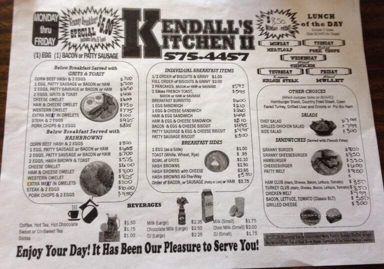 Kendall's Kitchen - Tallahassee, FL menu_pic