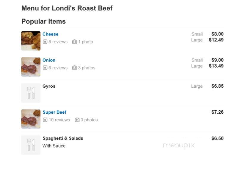 Londi Pizza - Burlington, MA menu_pic