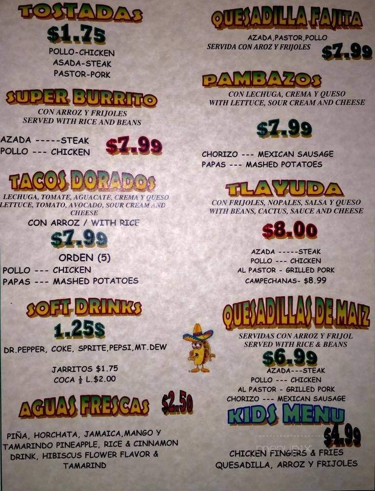 El Rinconcito - Albertville, AL menu_pic