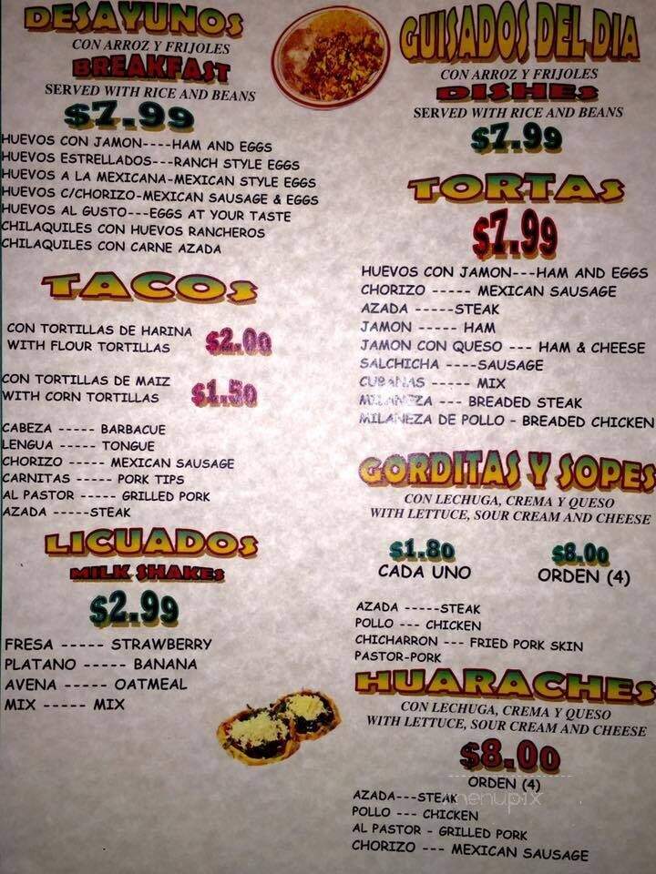 El Rinconcito - Albertville, AL menu_pic