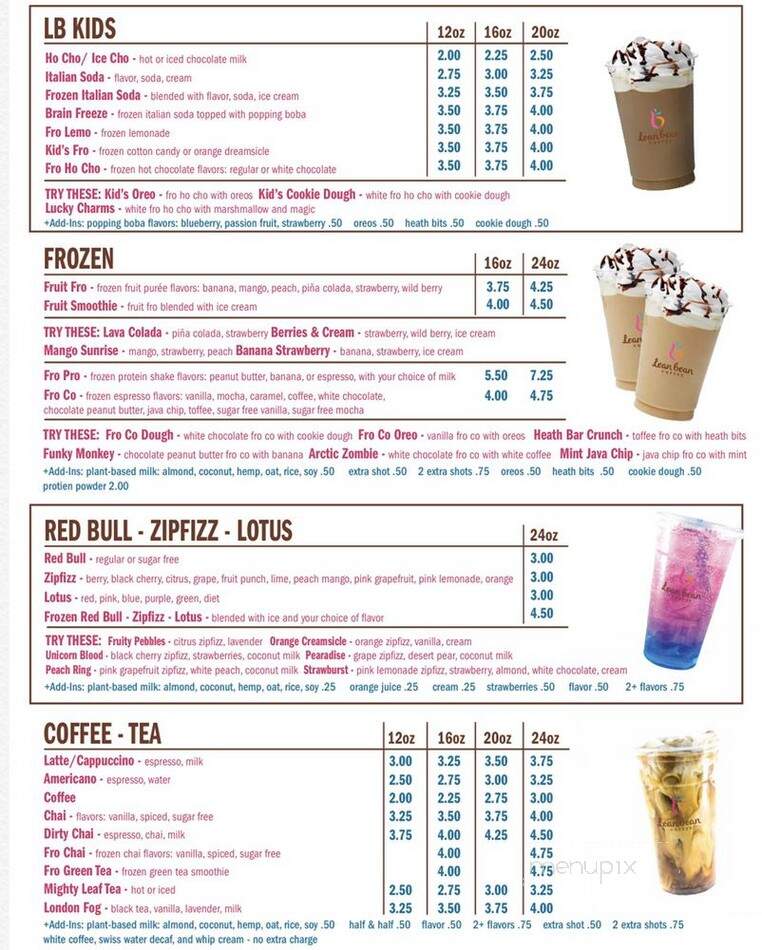 Lean Bean - Coeur D'Alene, ID menu_pic