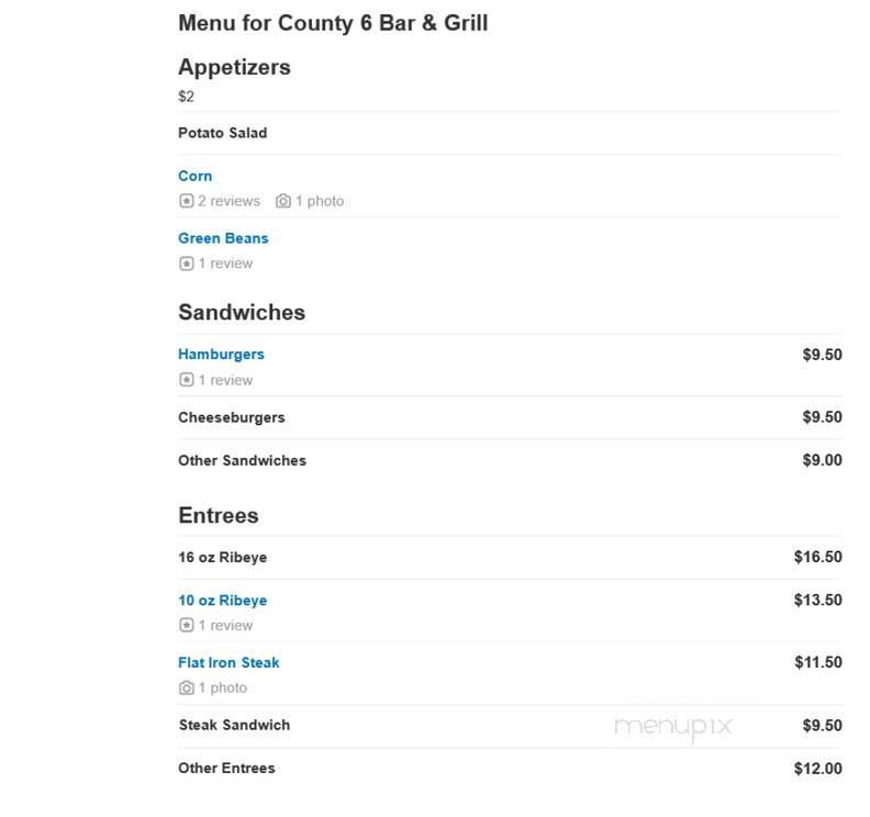 County 6 Bar & Grill - Rawlins, WY menu_pic