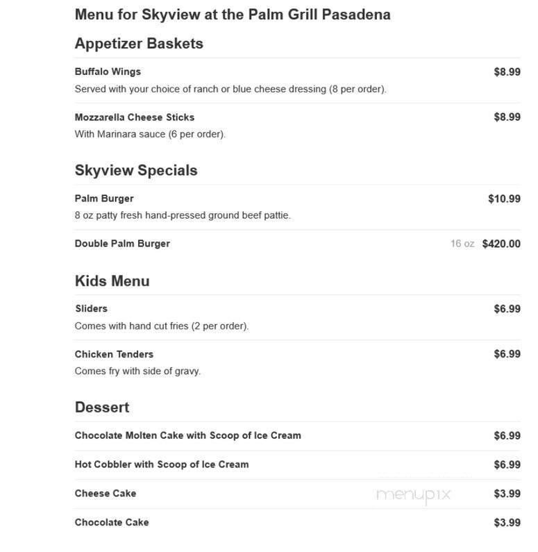 Skyview at the Palm Grill Pasadena - Pasadena, TX menu_pic