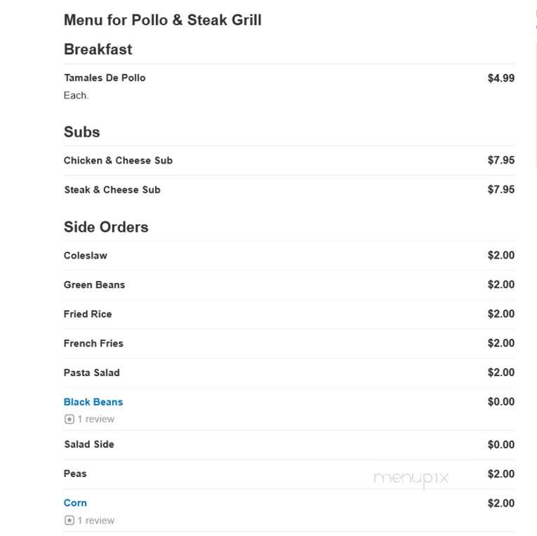 Pollo & Steak Grill - Bladensburg, MD menu_pic