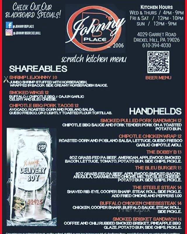 Johnny B's - Drexel Hill, PA menu_pic