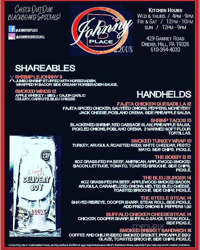 Johnny B's - Drexel Hill, PA menu_pic