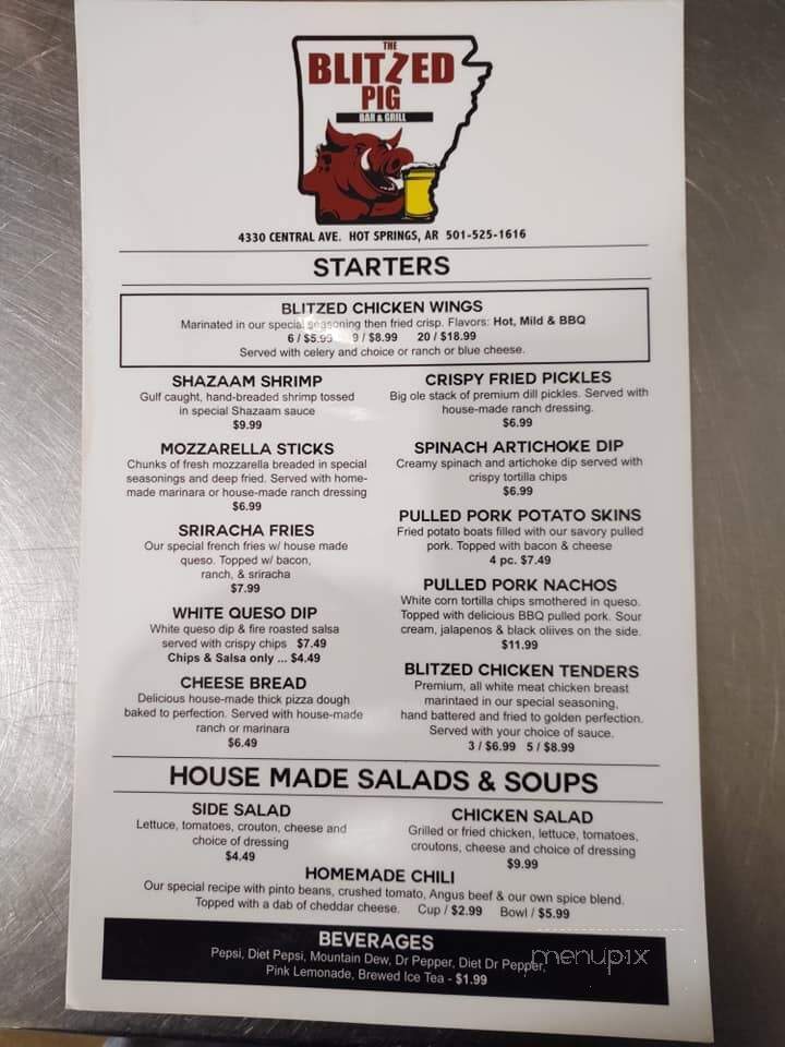 Blitzed Pig Bar & Grill - Hot Springs, AR menu_pic