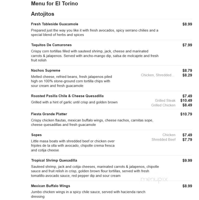 El Torino - Johnson, KS menu_pic
