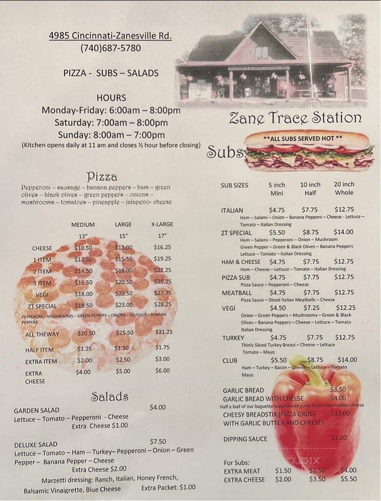 Zane Trace Station - Lancaster, OH menu_pic