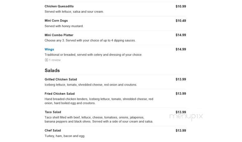 Carey Tavern - Westfield, IN menu_pic