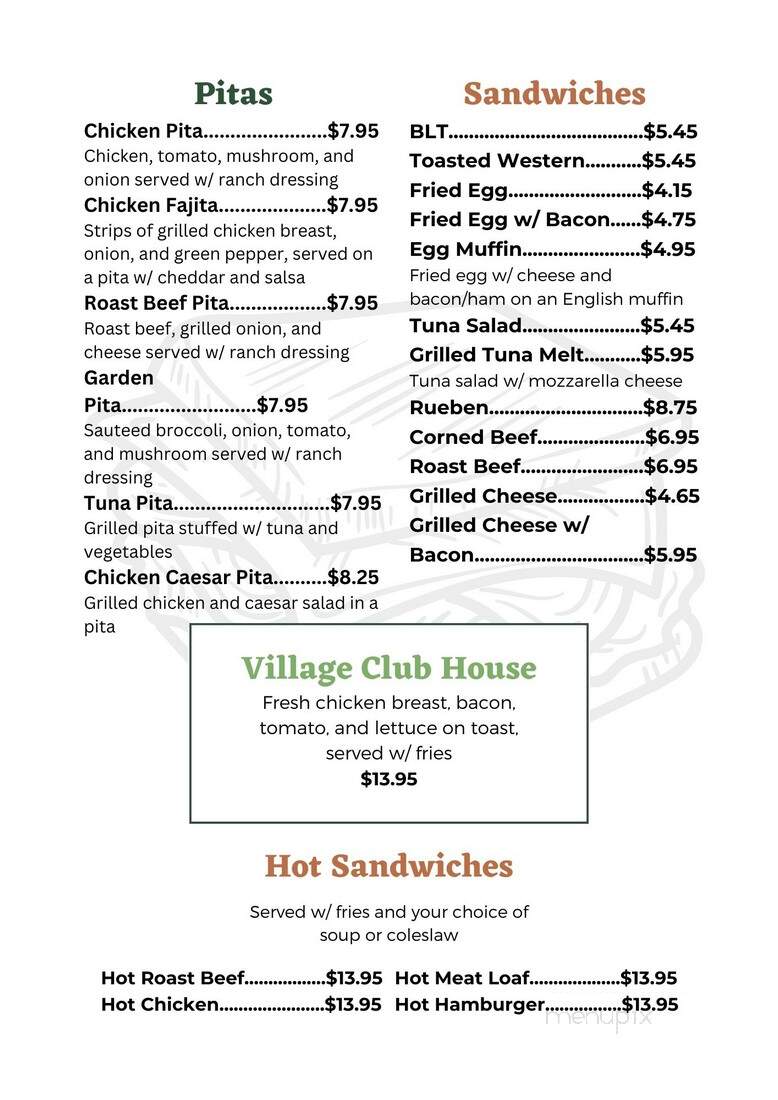 Village Kitchen - Windsor, ON menu_pic
