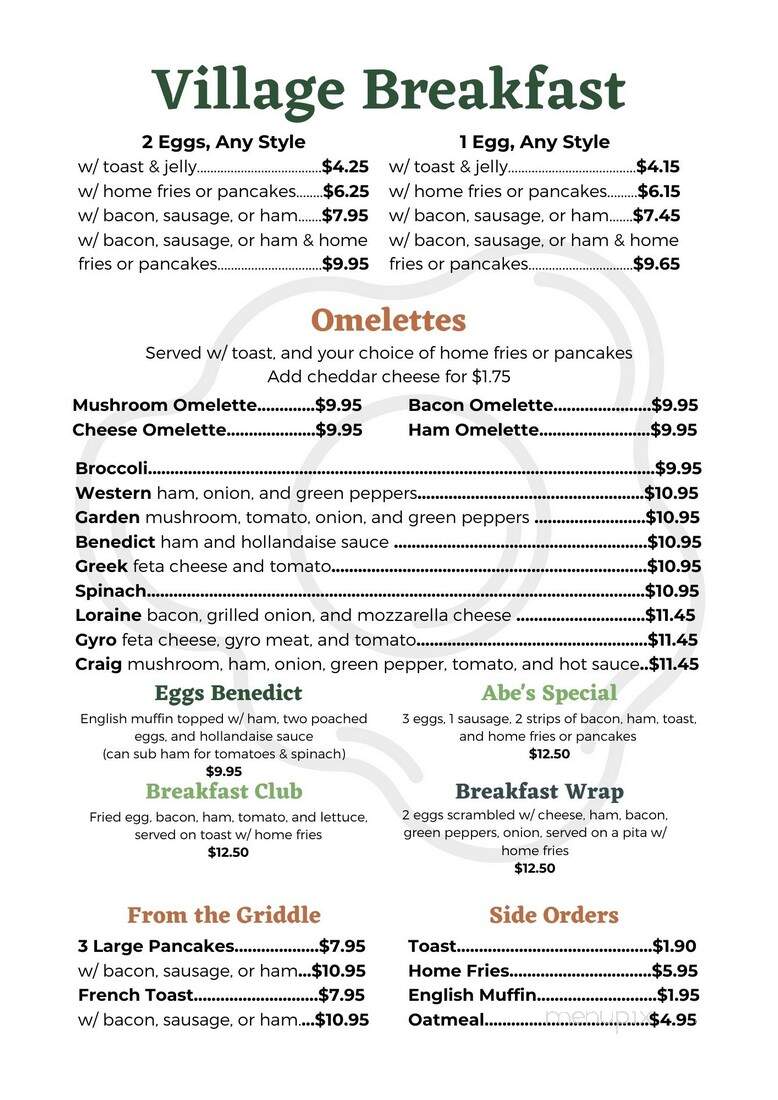 Village Kitchen - Windsor, ON menu_pic