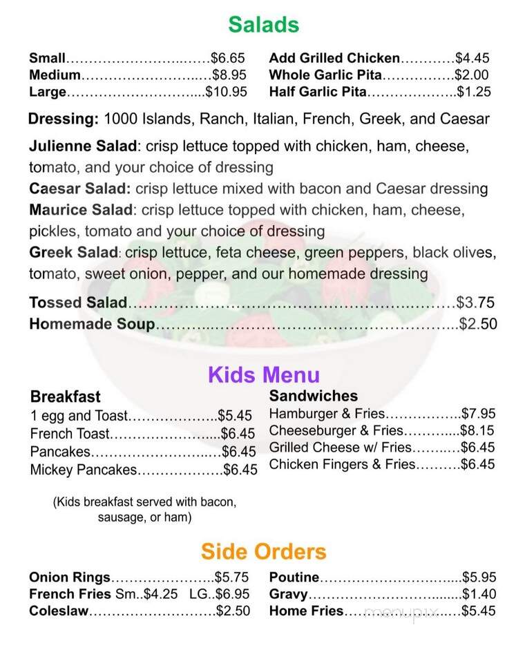 Village Kitchen - Windsor, ON menu_pic