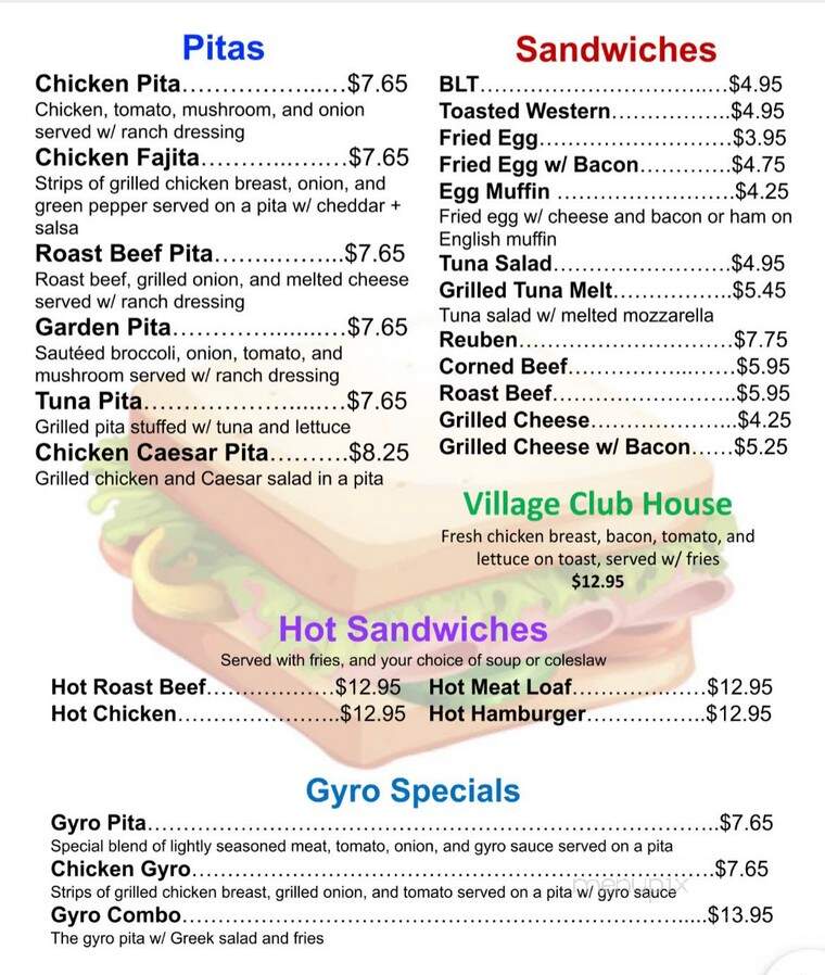 Village Kitchen - Windsor, ON menu_pic