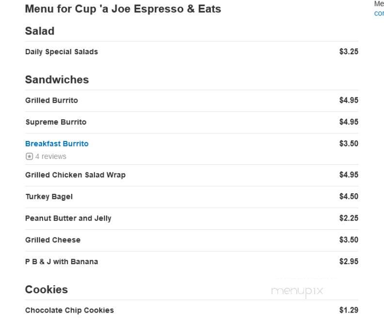 A Cupa Joe - Montevideo, MN menu_pic