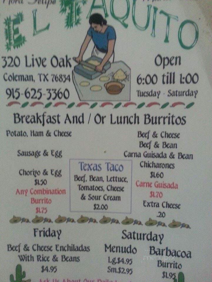 El Taquito - Coleman, TX menu_pic