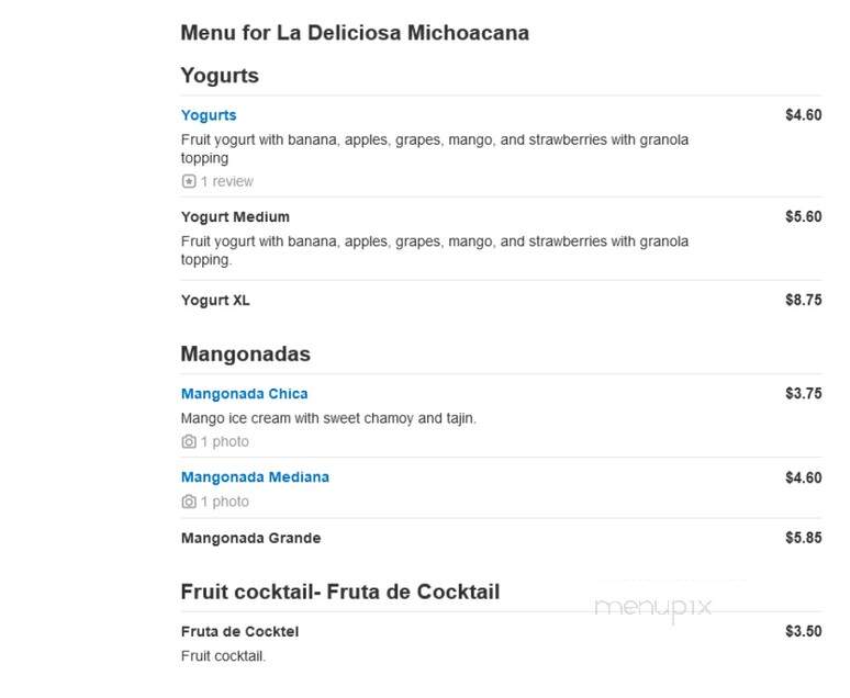 La Deliciosa Michoacana - Lansing, IL menu_pic