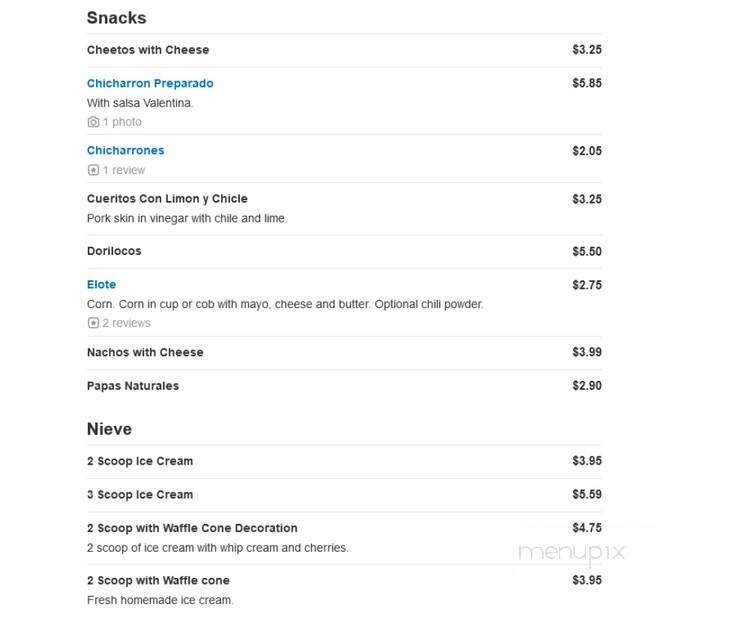 La Deliciosa Michoacana - Lansing, IL menu_pic