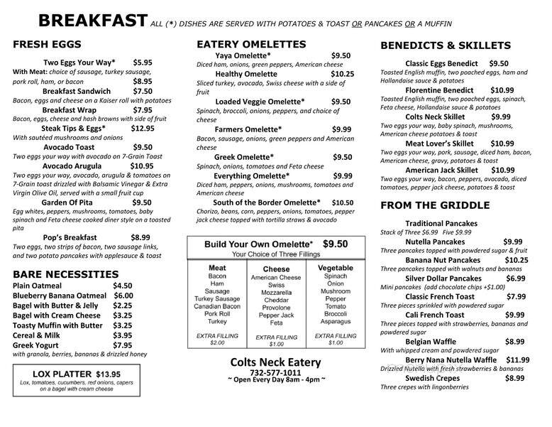Colts Neck Eatery - Colts Neck, NJ menu_pic