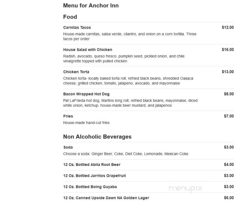 Anchor Inn - Holmes Beach, FL menu_pic