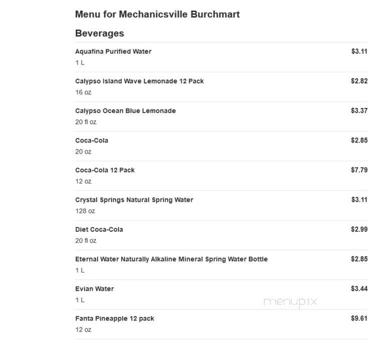Mechanicsville Burchmart - Mechanicsville, MD menu_pic
