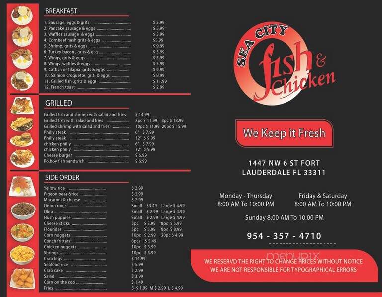 Sea City Fish and Chicken - Fort Lauderdale, FL menu_pic
