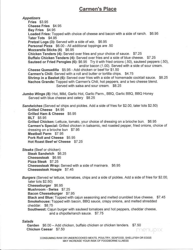 Carmen's Place - Feasterville Trevose, PA menu_pic