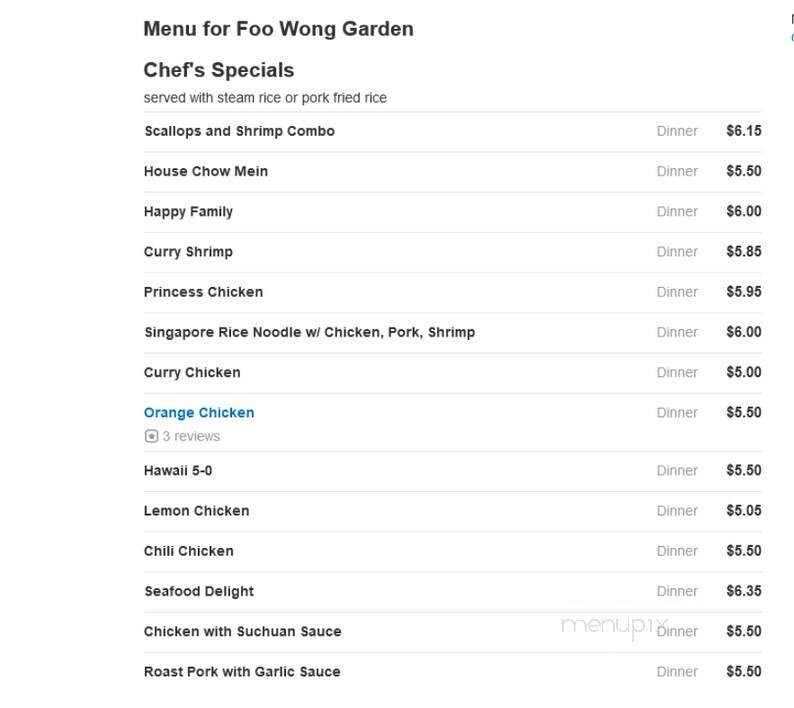 Foo Wong Garden - Orange Park, FL menu_pic