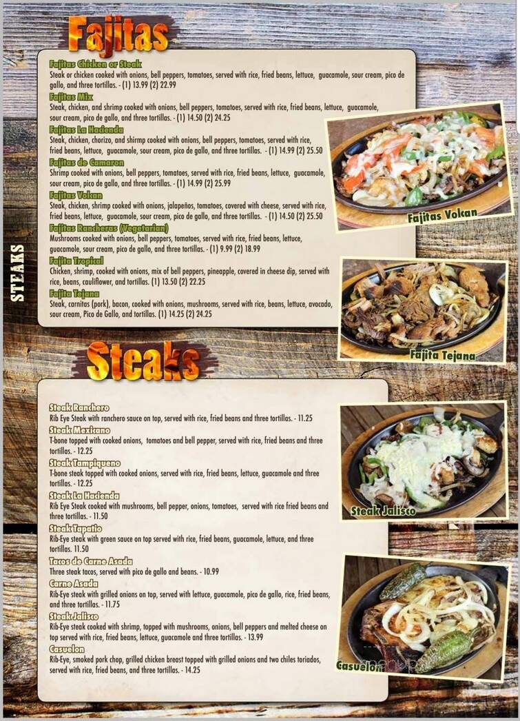 La Hacienda - Buckner, MO menu_pic