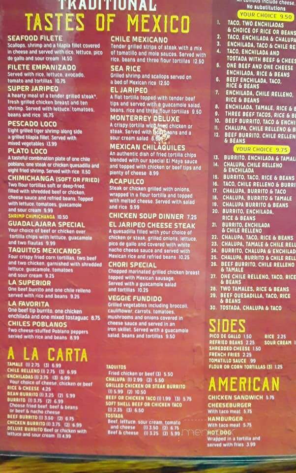 El Jaripeo 5llc - Frankfort, IN menu_pic