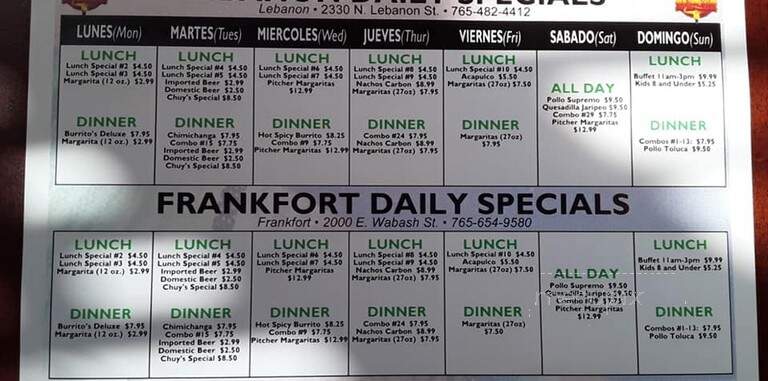 El Jaripeo 5llc - Frankfort, IN menu_pic