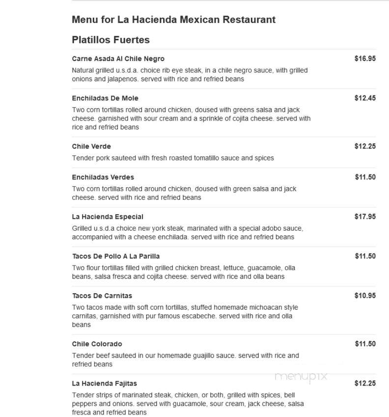 La Hacienda Mexican Restaurant - Herington, KS menu_pic