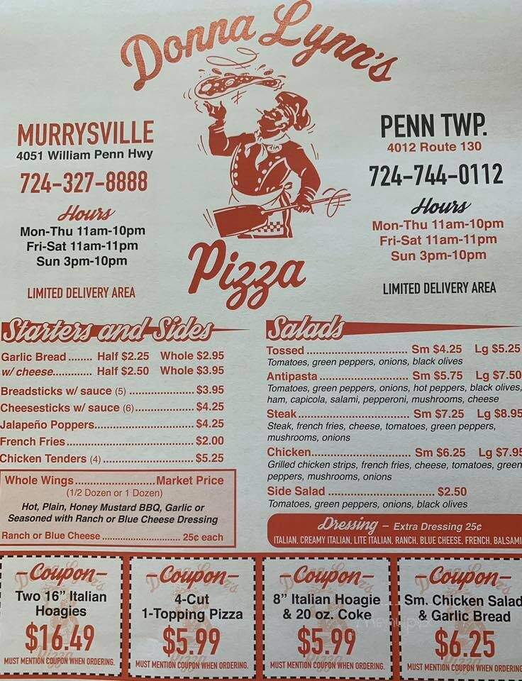 Donna Lynn's Pizza - Murrysville, PA menu_pic