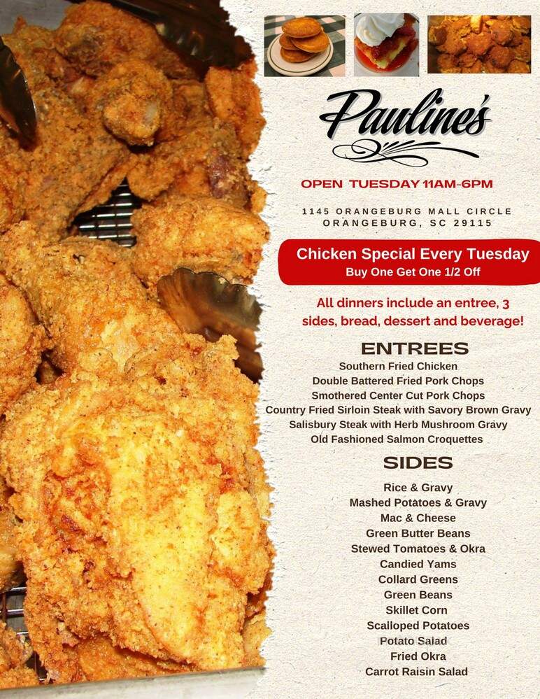 Pauline's - Orangeburg, SC menu_pic