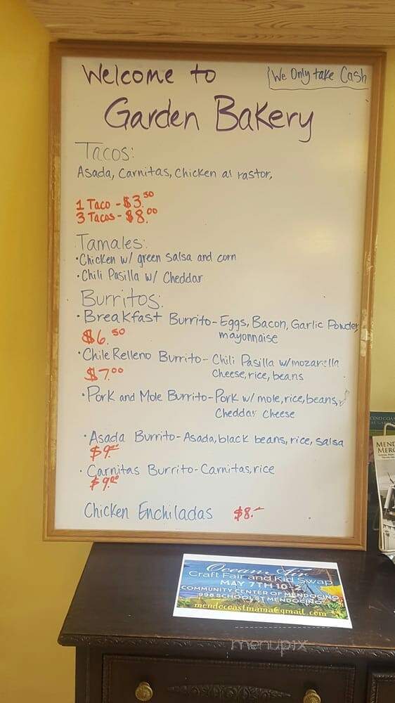 Garden Bakery - Mendocino, CA menu_pic