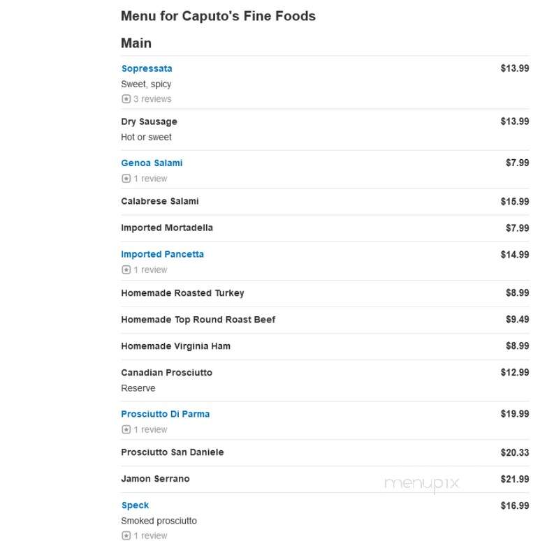 Caputo's Fine Foods Inc. - Brooklyn, NY menu_pic