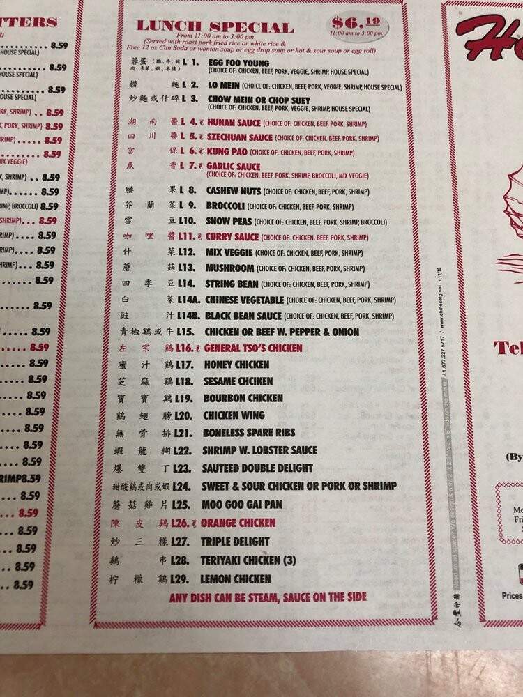 Hot Wok - New Port Richey, FL menu_pic