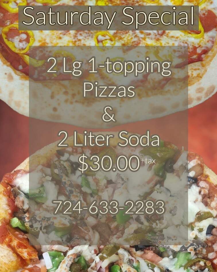 Bella's Pizzaria - Belle Vernon, PA menu_pic