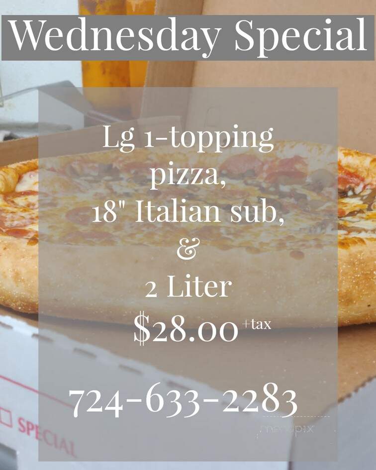 Bella's Pizzaria - Belle Vernon, PA menu_pic