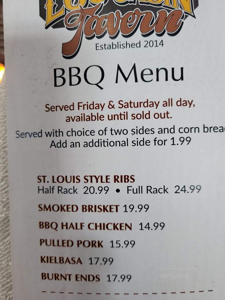 Jack's Log Cabin - Liberty Center, OH menu_pic