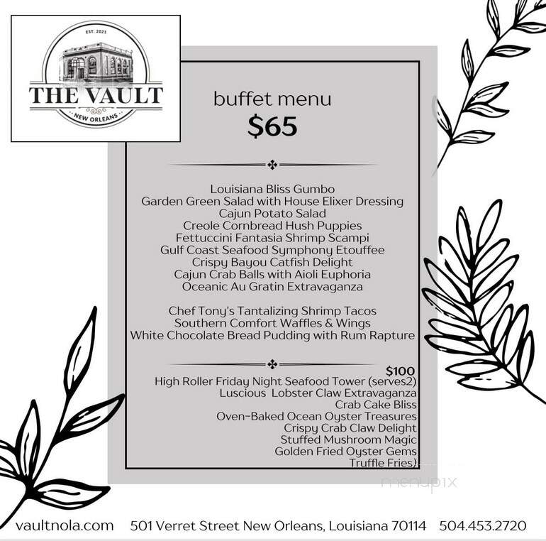 The Vault Nola - New Orleans, LA menu_pic