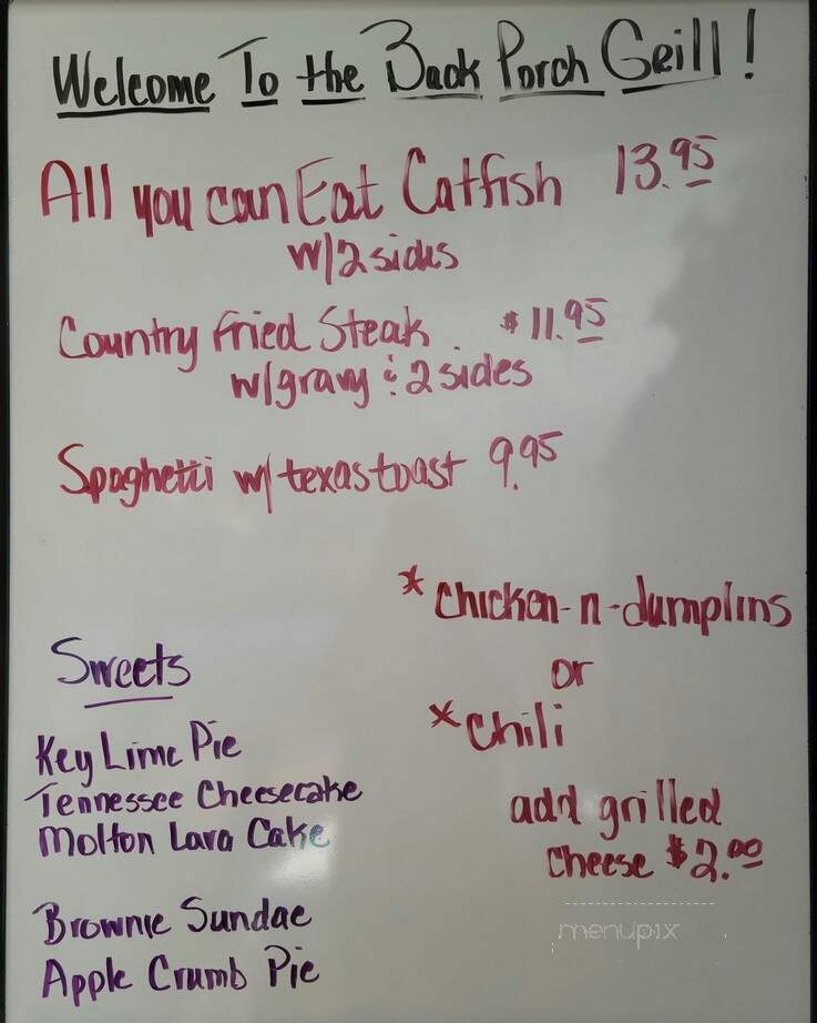 Back Porch Grill - Draper, UT menu_pic