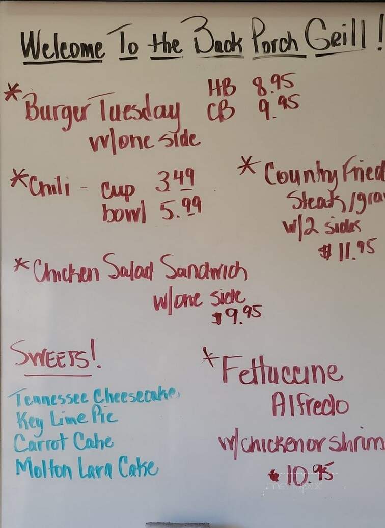Back Porch Grill - Draper, UT menu_pic