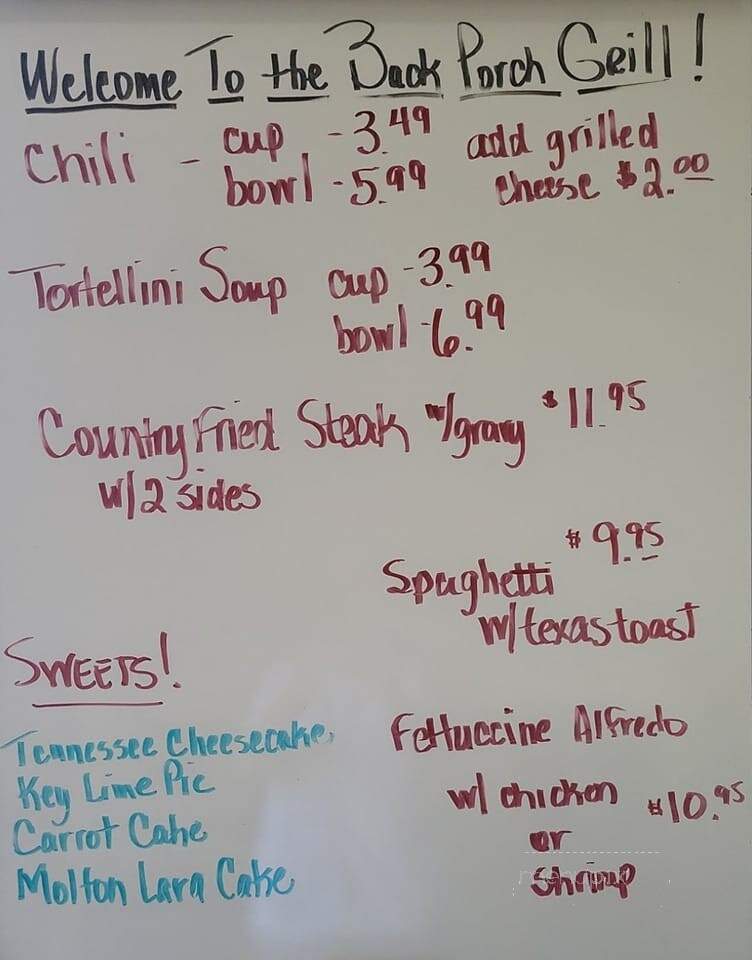 Back Porch Grill - Draper, UT menu_pic