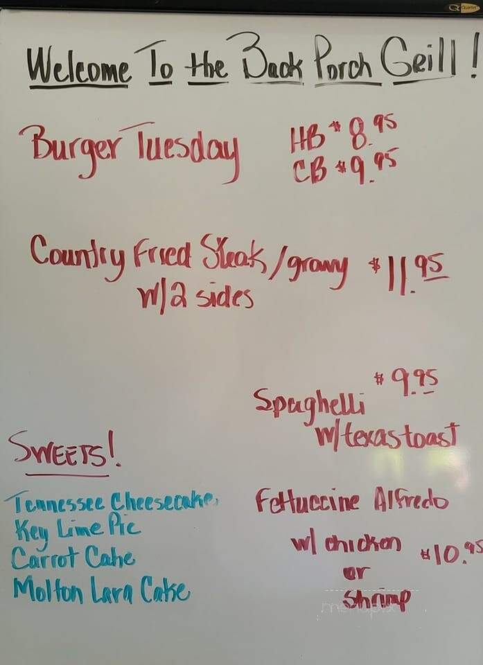 Back Porch Grill - Draper, UT menu_pic