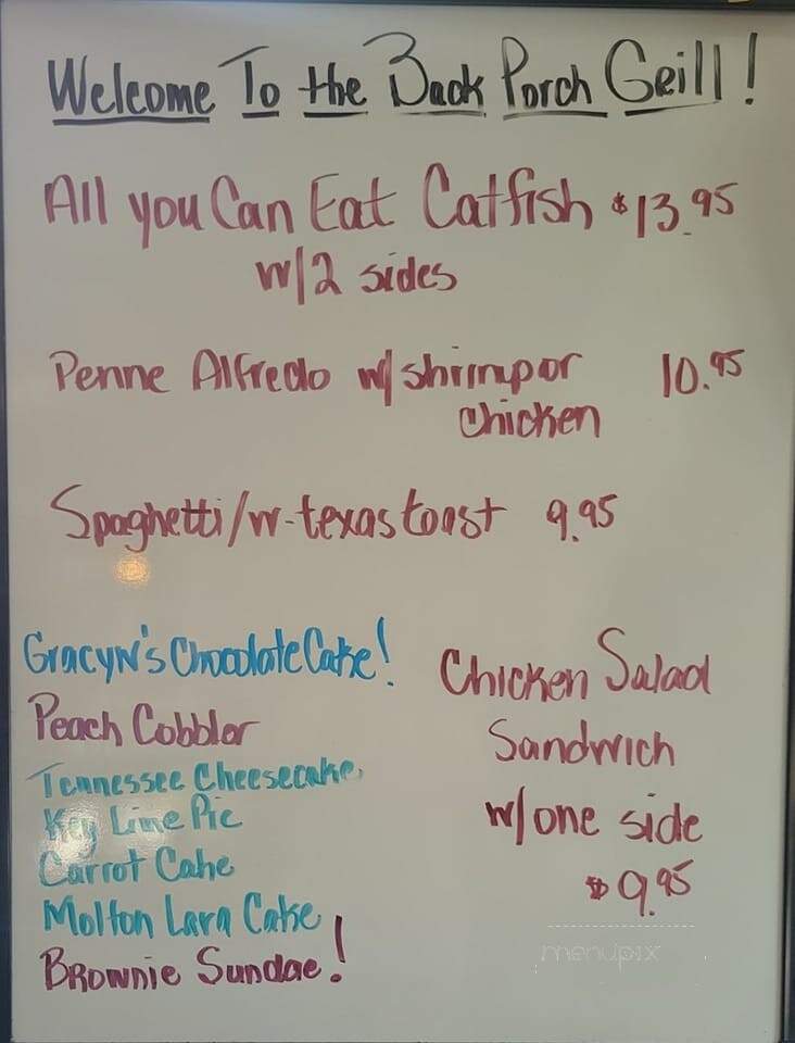 Back Porch Grill - Draper, UT menu_pic