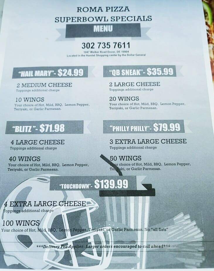 Roma Pizza - Dover, DE menu_pic