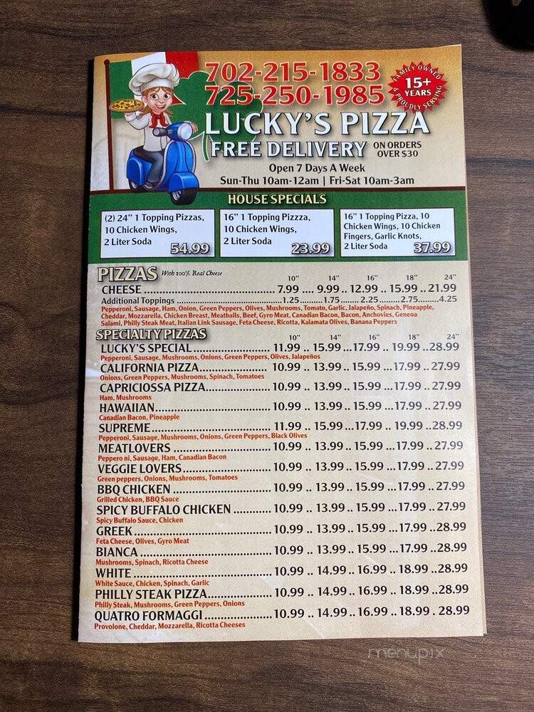 Lucky Pizza - Las Vegas, NV menu_pic