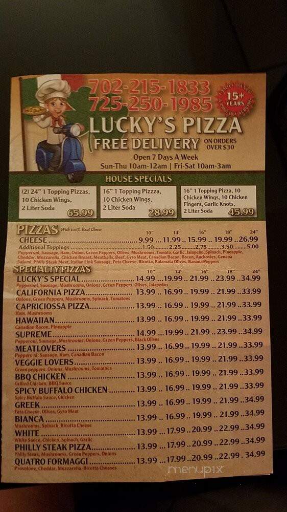 Lucky Pizza - Las Vegas, NV menu_pic