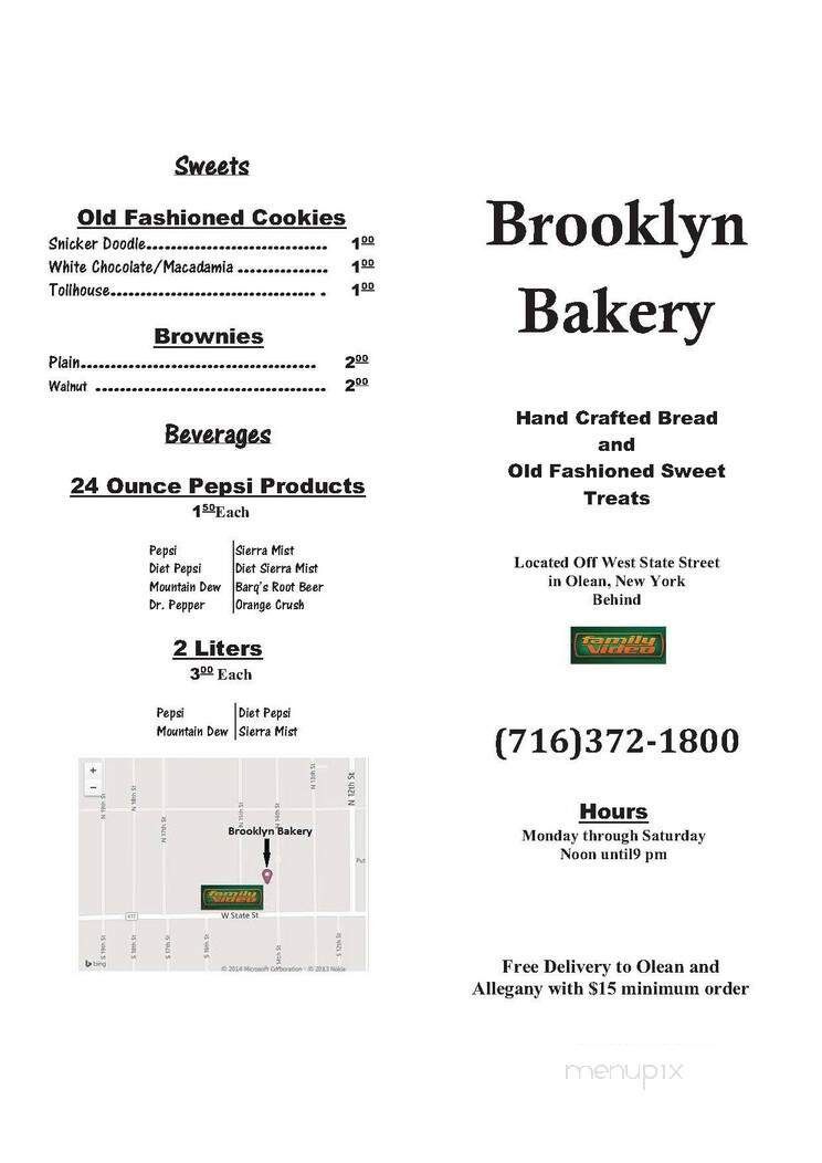 Brooklyn Bakery - Olean, NY menu_pic
